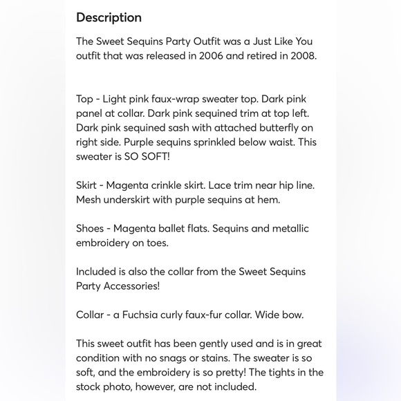 American Girl Doll “Sweet Sequins Party” Outfit with Pink Sweater, Dress, Tights - Picture 14 of 16